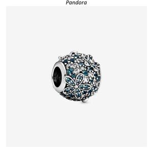 Pandora Blue and Silver Floral Charm Bracelet